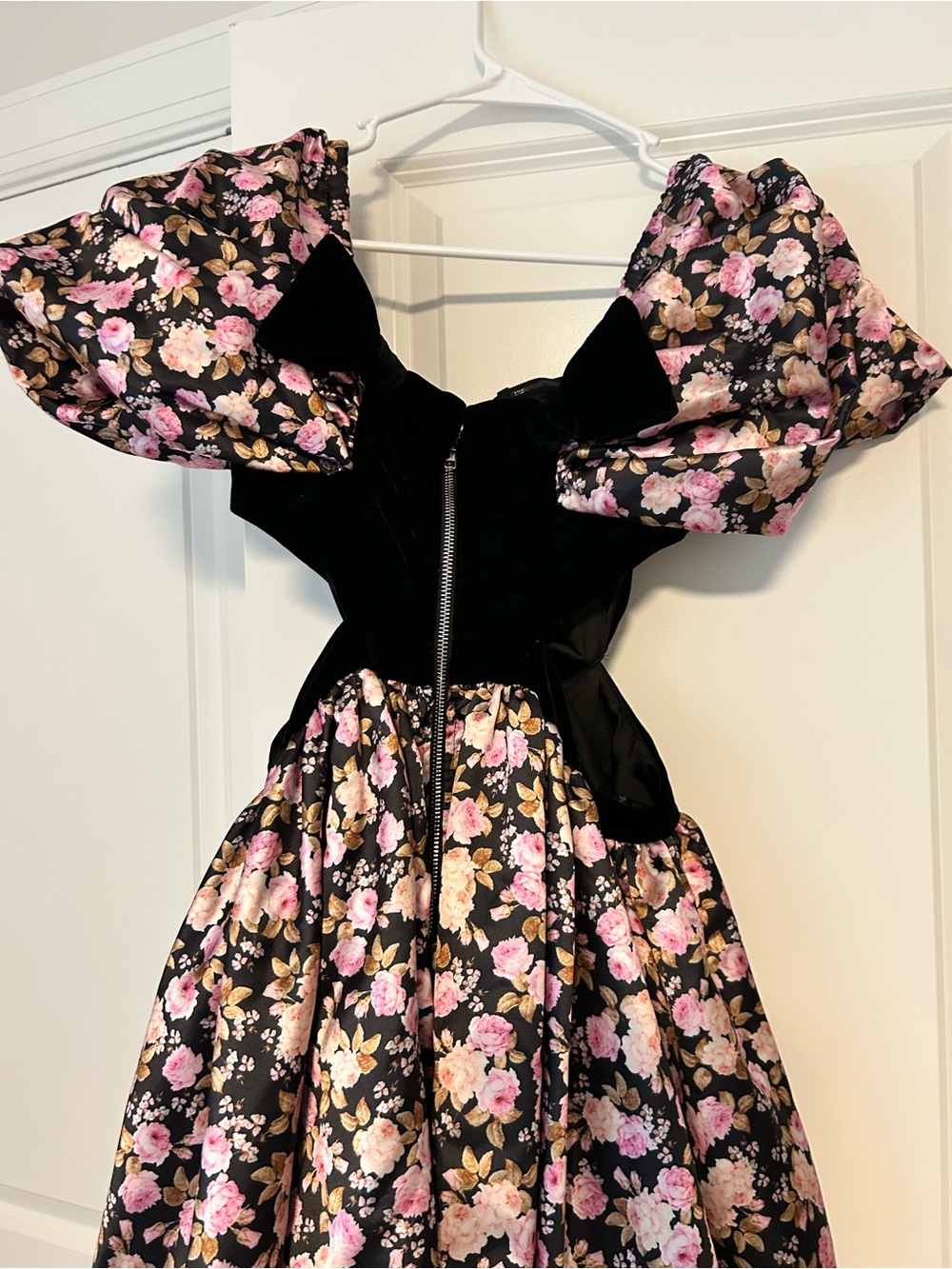 Black and Pink Floral Girls' Party Dress